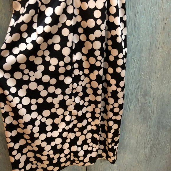 Maggy London Satin Polka Dot MIDI Dress Black and White Size 8 - Picture 8 of 16
